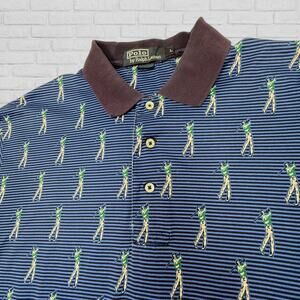 Polo Ralph Lauren Polo Shirt Mens Large Striped Golf Player Print Classic Fit